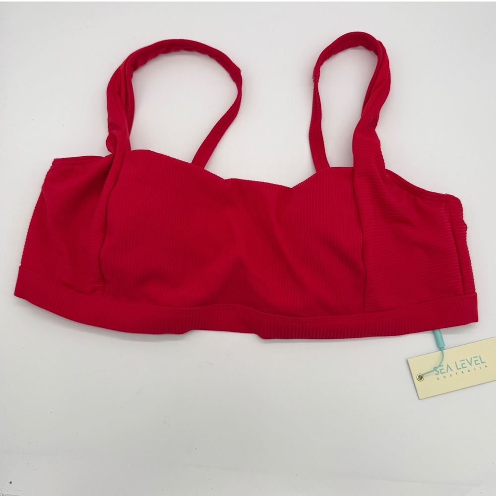 Seaโ Level Australia Riviera Rib Square Neck Bra Top Red SL3006RR US 14 New
